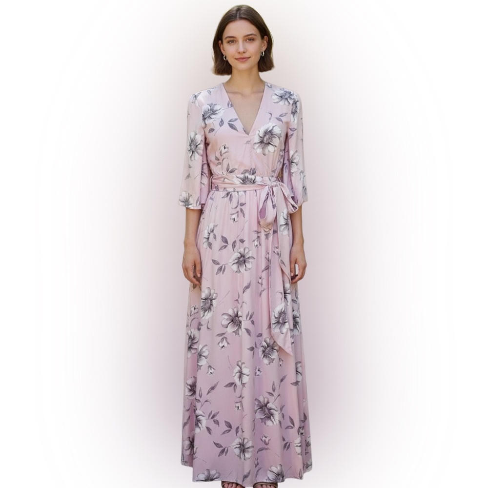 Selfie Leslie Pink Floral V-Neck Dress Size Small